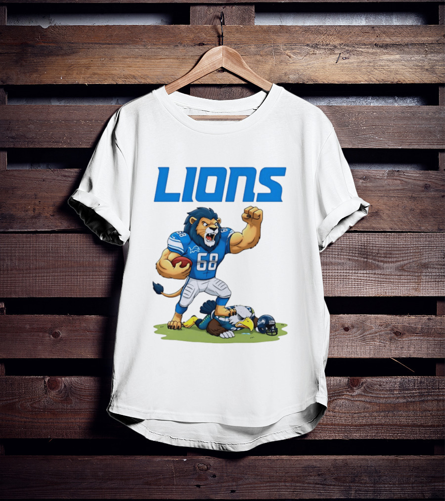 Detroit Lions Dominating Seahawks Rivalry Mascot Showdown T-Shirt
