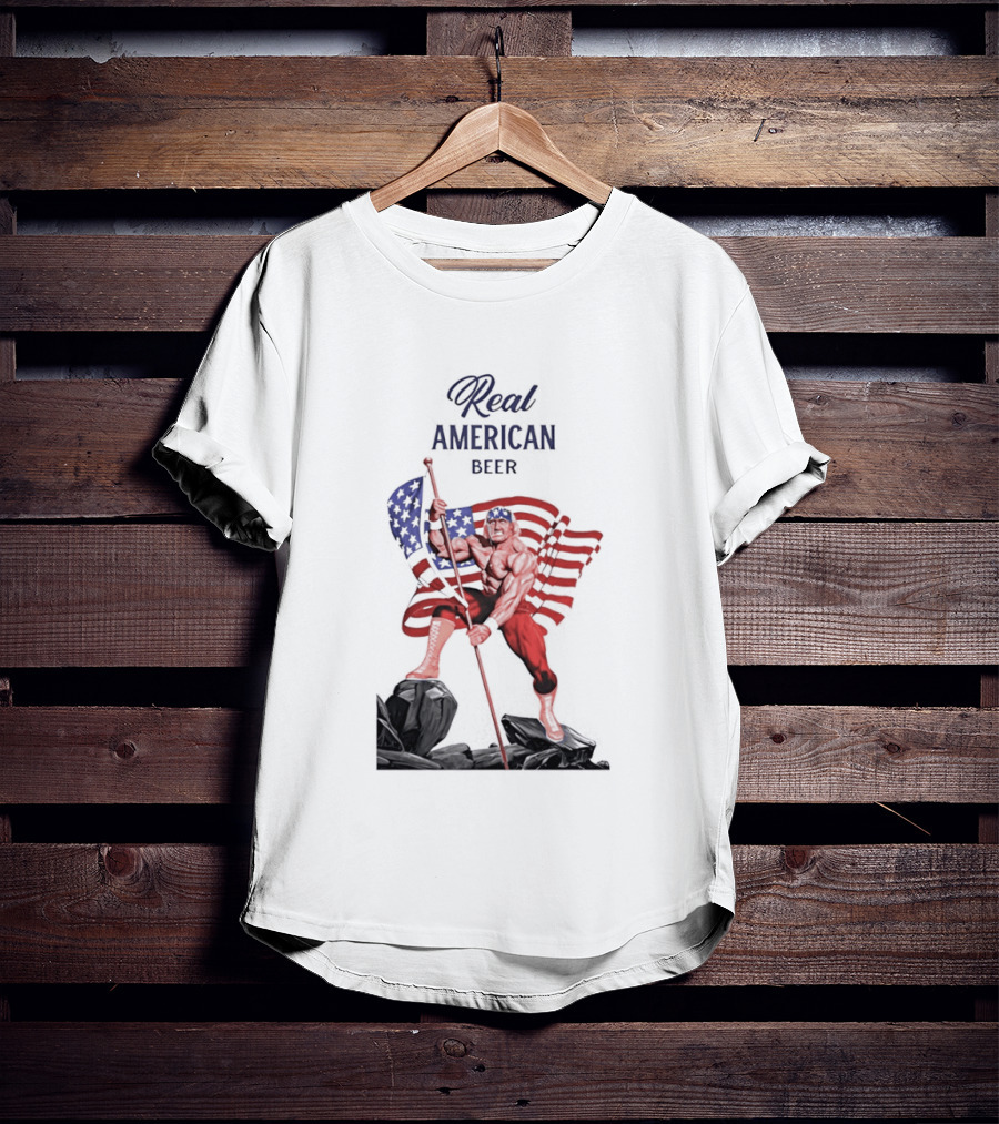 Real American Beer Hulk Hogan US Flag T-Shirt
