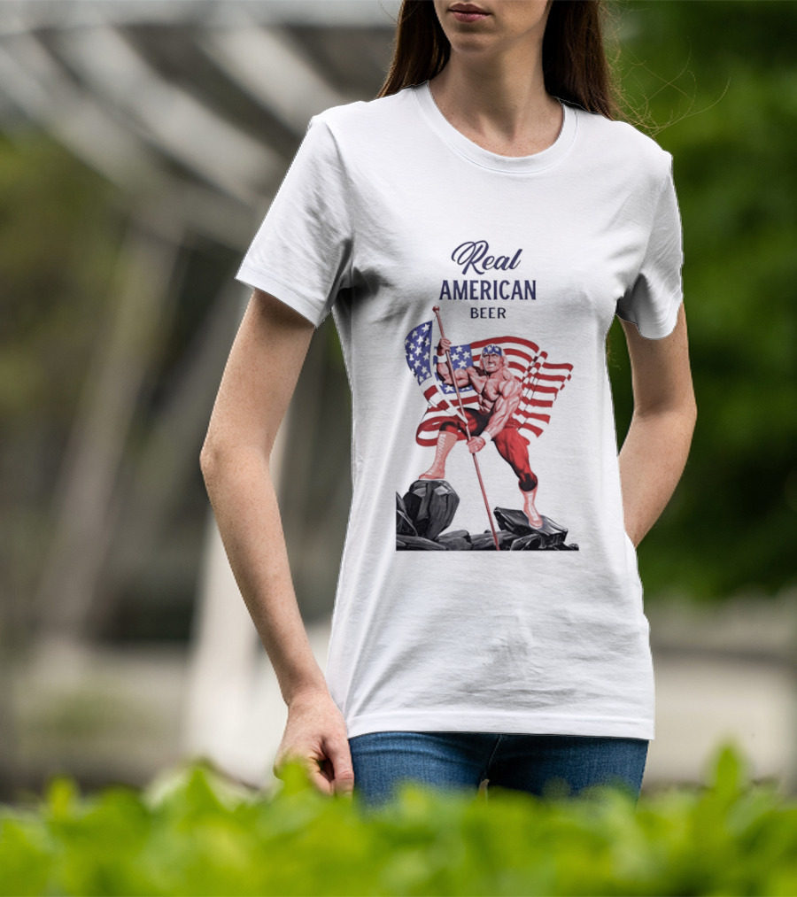 Real American Beer Hulk Hogan US Flag T-Shirt