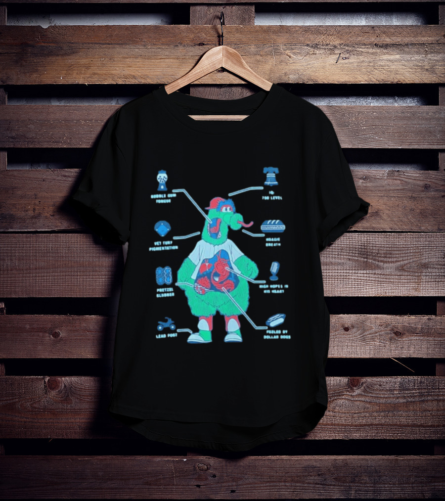 Philadelphia Phillies Phanatic Anatomy Of A Fuzz Monster T-Shirt