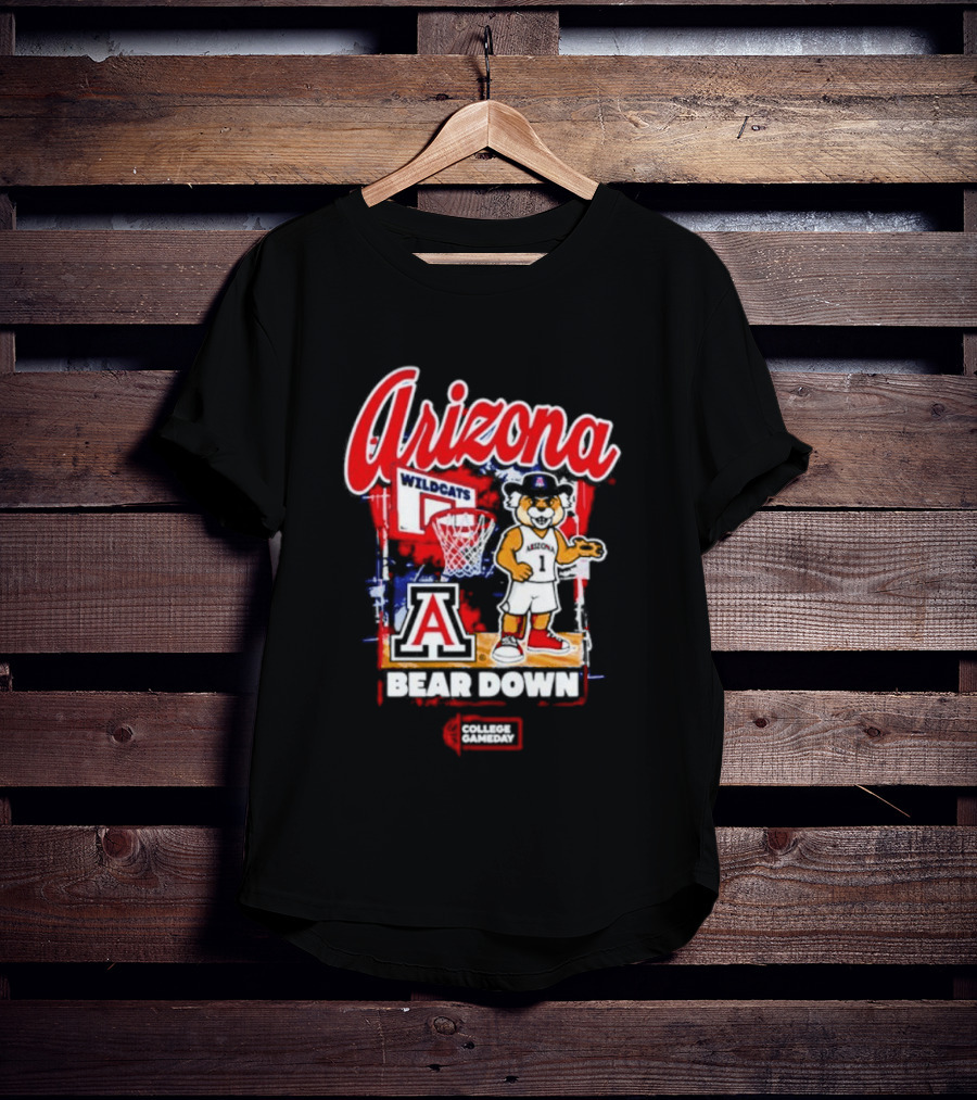 Arizona Wildcats Bear Down Basketball Mascot College Gameday T-Shirt