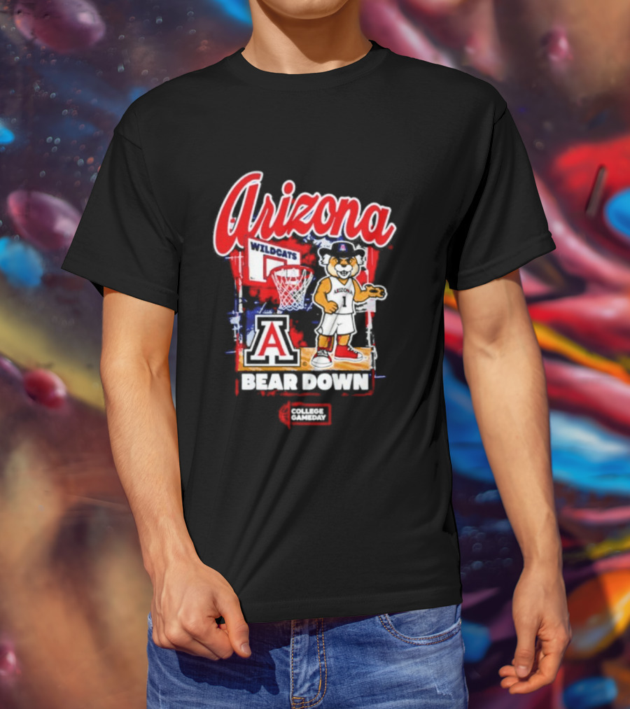 Arizona Wildcats Bear Down Basketball Mascot College Gameday T-Shirt