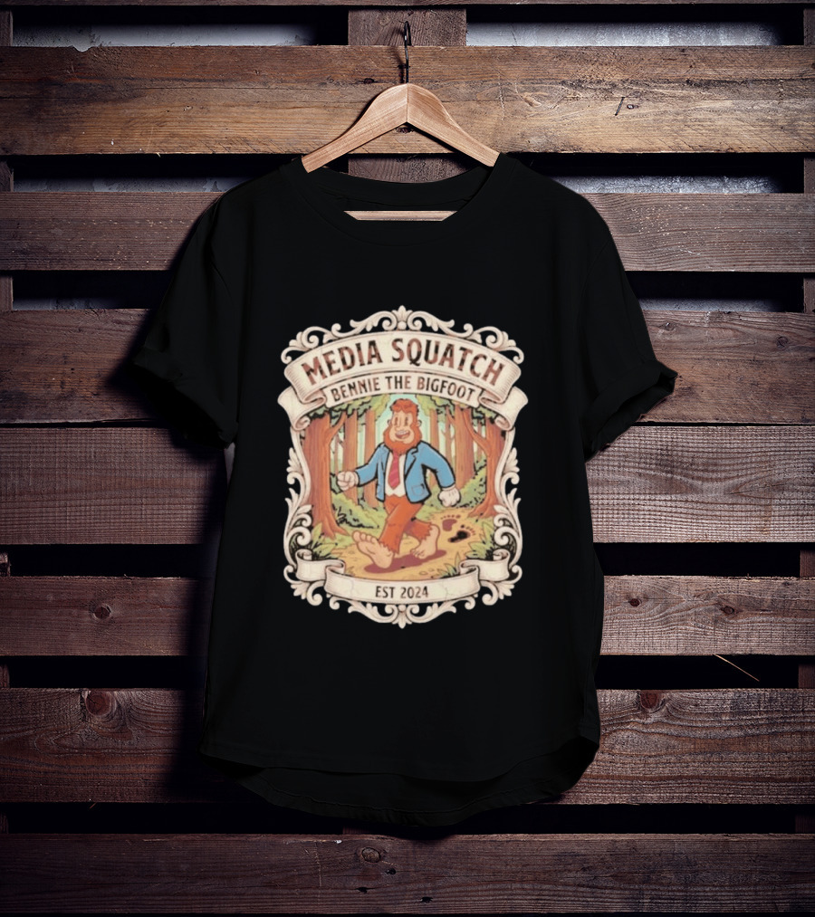 Media Squatch Bennie The Bigfoot Walking Forest EST 2024 T-Shirt