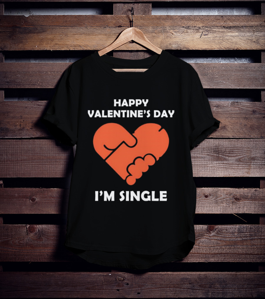 Happy Valentine's Day I'm Single Heart Puzzle T-Shirt