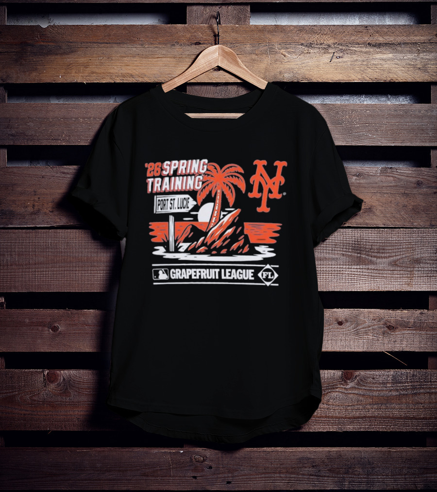 New York Mets 2026 Spring Training Grapefruit League Palm Tree Ocean T-Shirt