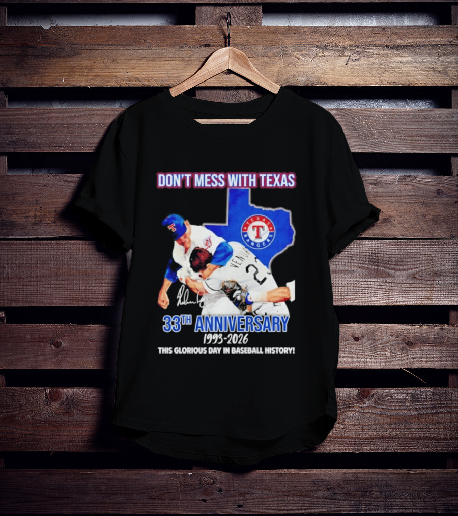 Nolan Ryan Robin Ventura Texas Rangers 33rd Anniversary 1993 2026 Baseball History T-Shirt