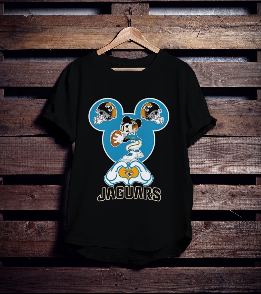 Mickey Mouse Jacksonville Jaguars Football Love Hands T-Shirt