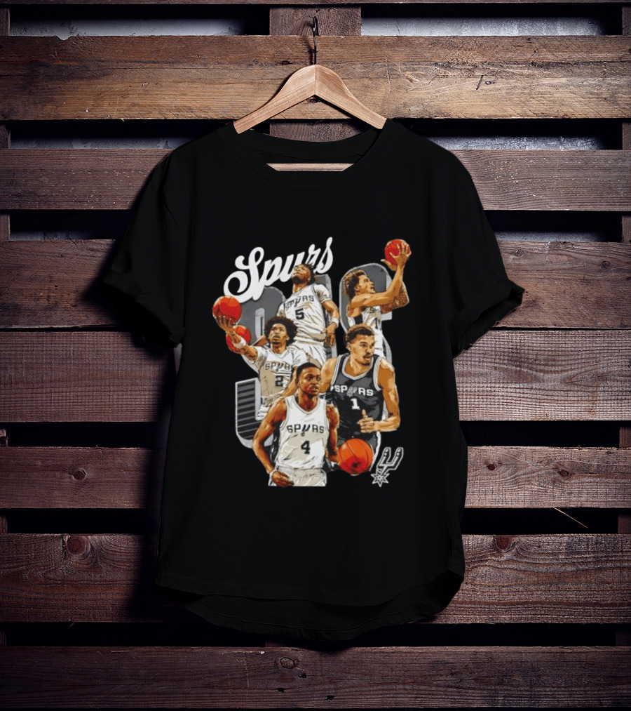 San Antonio Spurs 2026 Starting Five Team Players With Basketballs T-Shirt