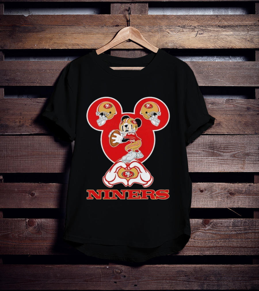 Mickey Mouse San Francisco 49ers Niners Love Heart Hands T-Shirt