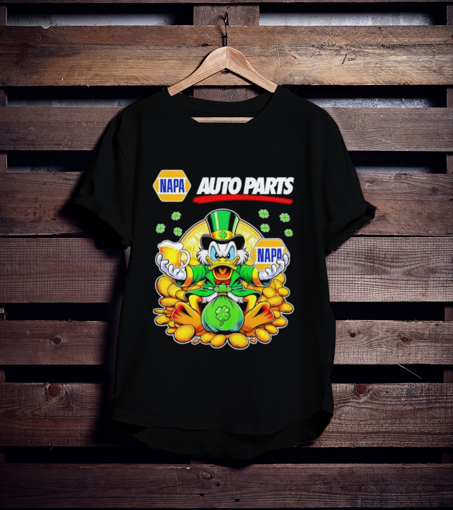 Scrooge McDuck NAPA Auto Parts St Patricks Day Coins And Beer T-Shirt