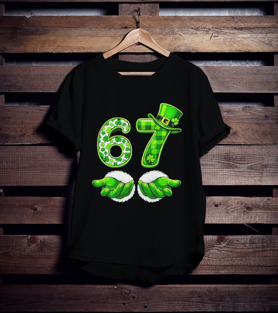 St Patricks Day 67 Shamrock Irish Clover Meme Green Hat Luck T-Shirt