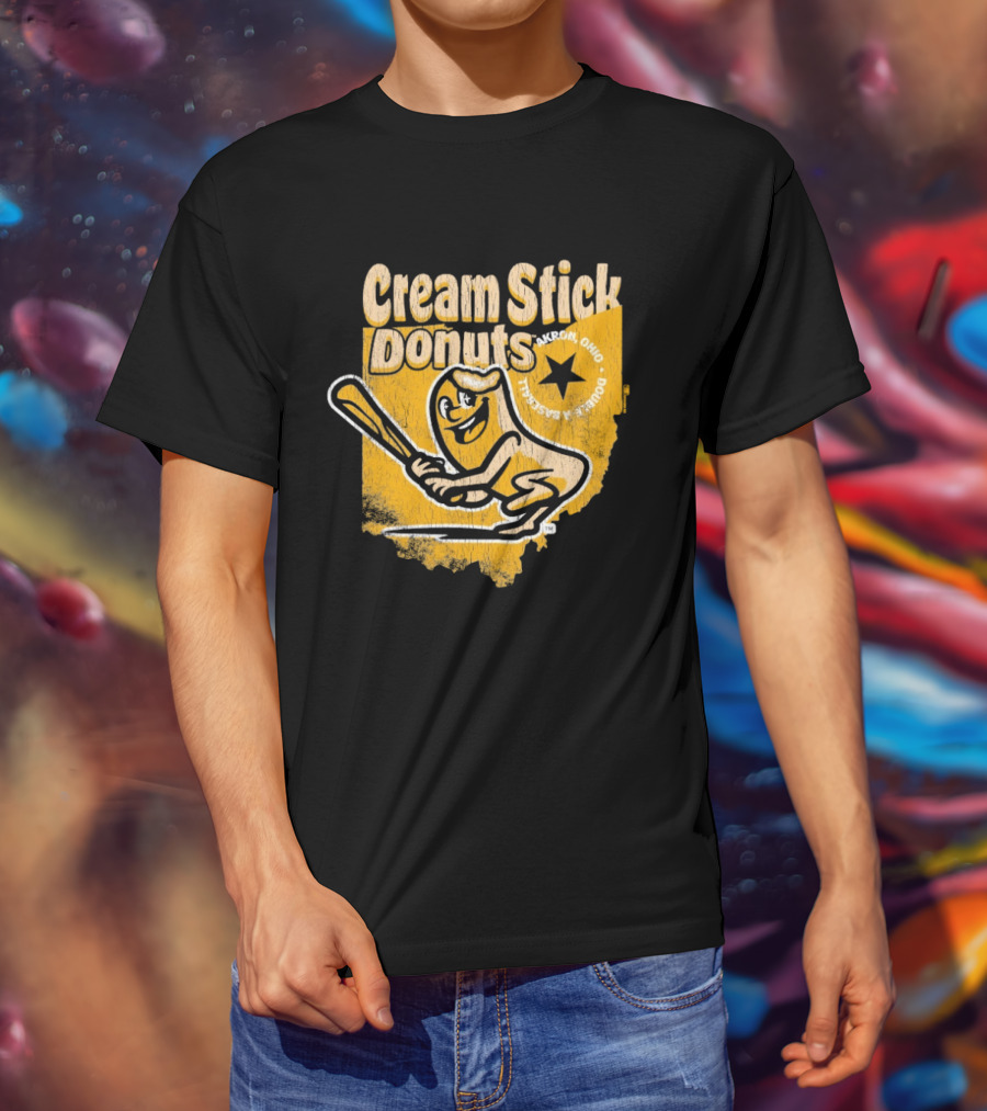Cream Stick Donuts Ohio Baseball Star Buckeye T-Shirt