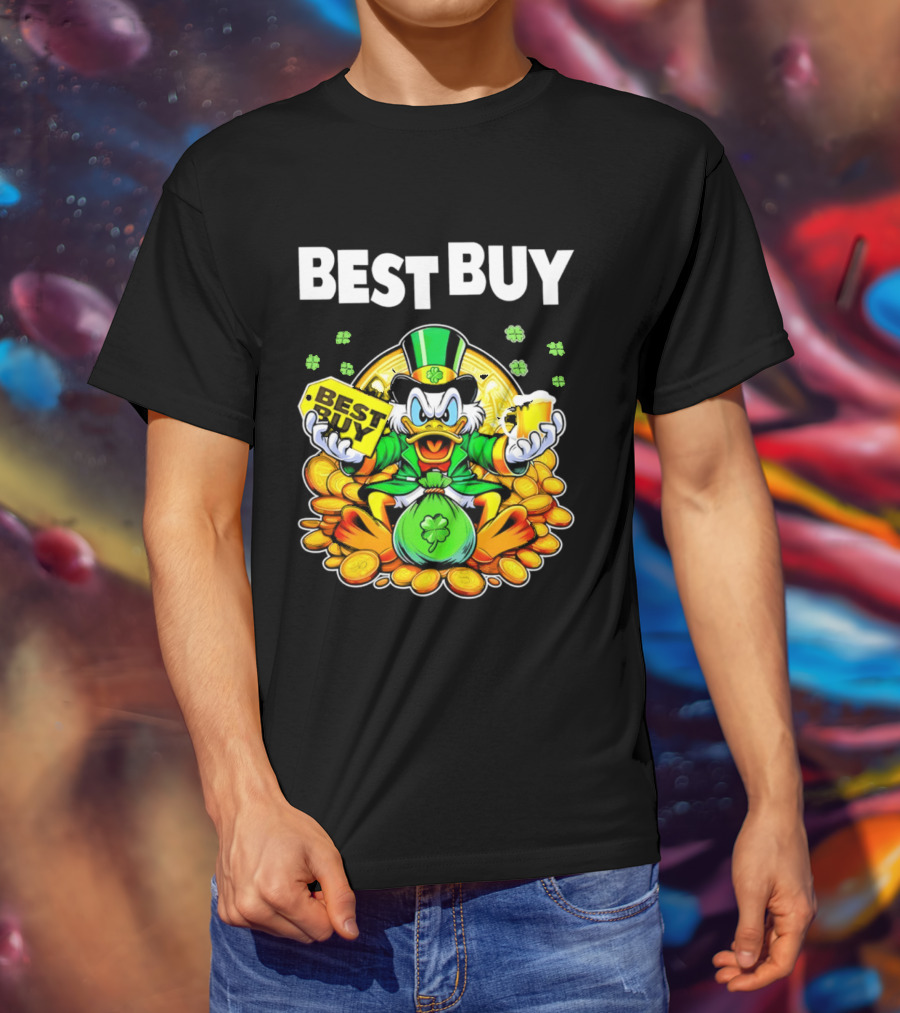 Scrooge McDuck Best Buy St Patrick's Day Coins And Shamrocks Celebration T-Shirt