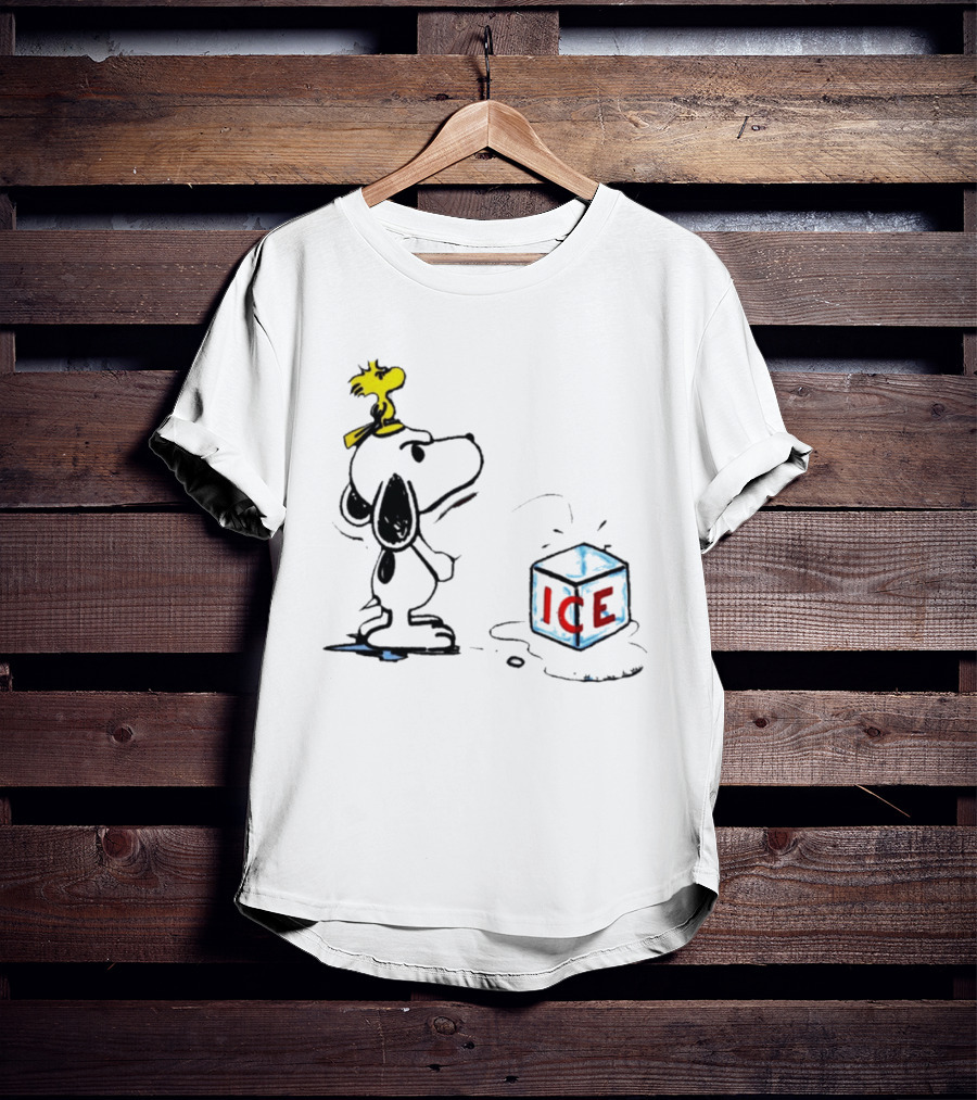 Snoopy Woodstock Piss On Ice Cube Block T-Shirt