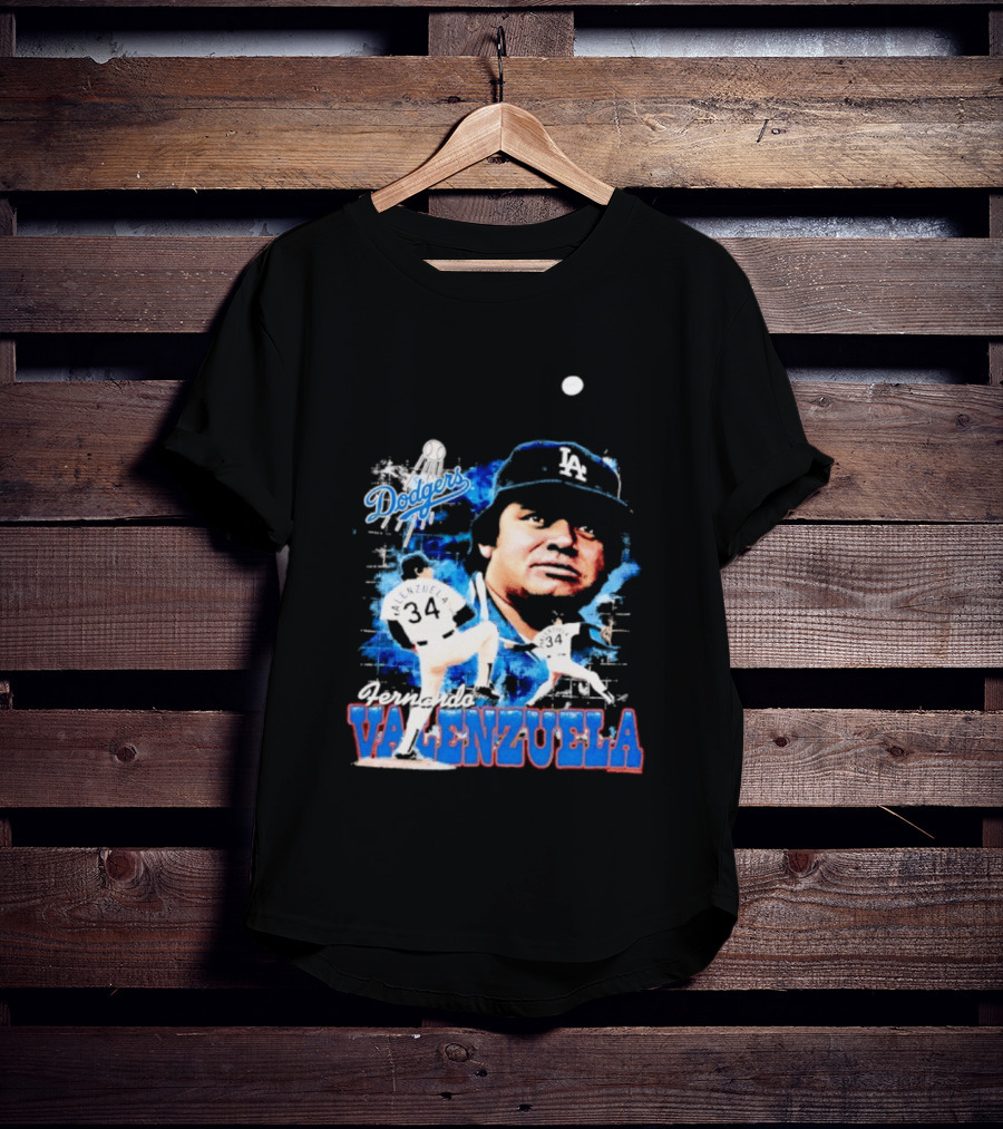 Los Angeles Dodgers Fernando Valenzuela Legendary Pitcher Icon Blue T-Shirt