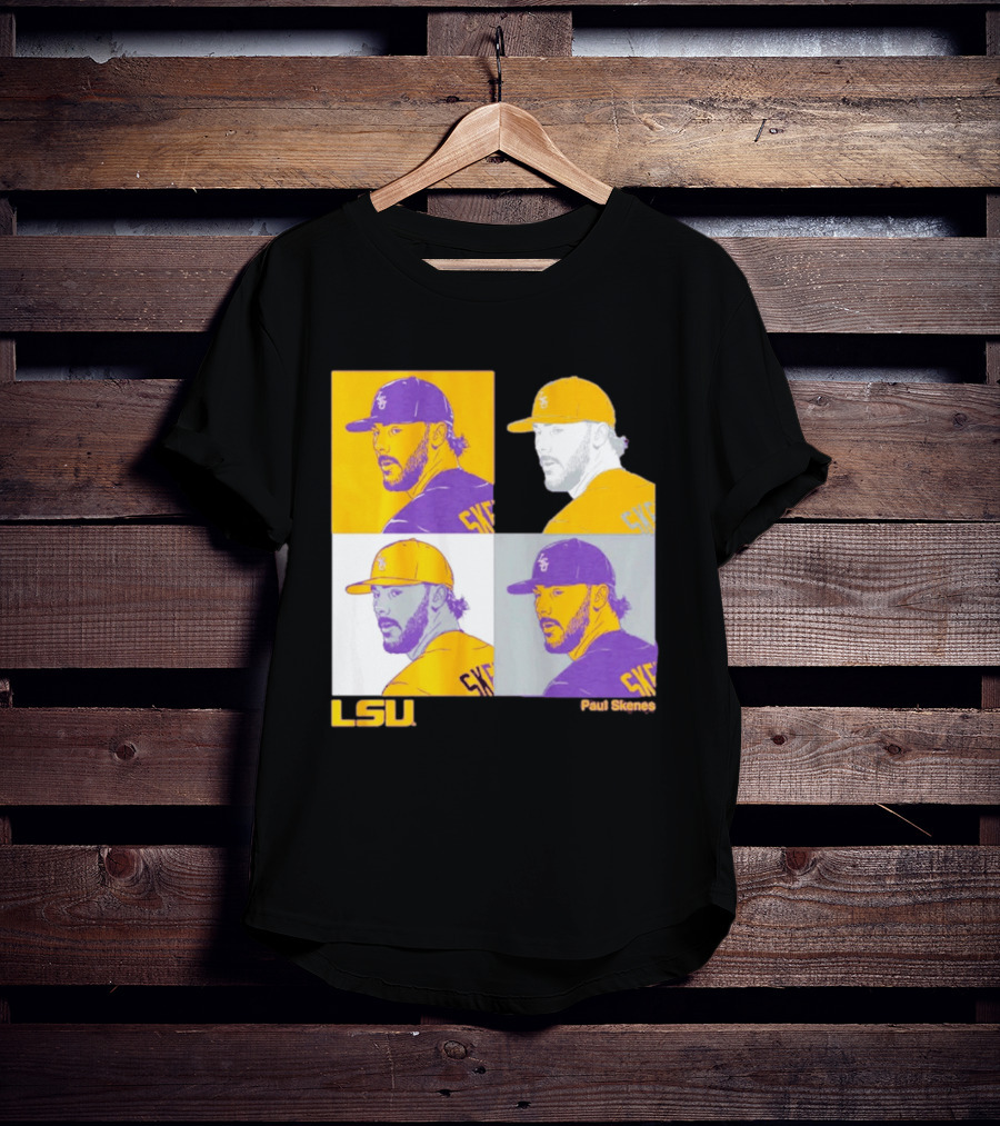 LSU Baseball Paul Skenes Colorful Collage Panels T-Shirt