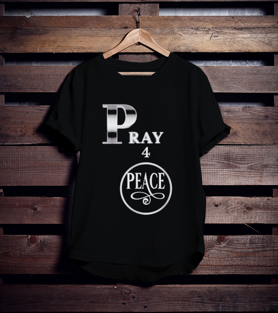 Pray 4 Peace Silver Letters Circular T-Shirt