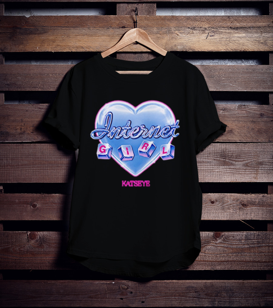 Katseye Internet Girl Neon Blue Heart T-Shirt