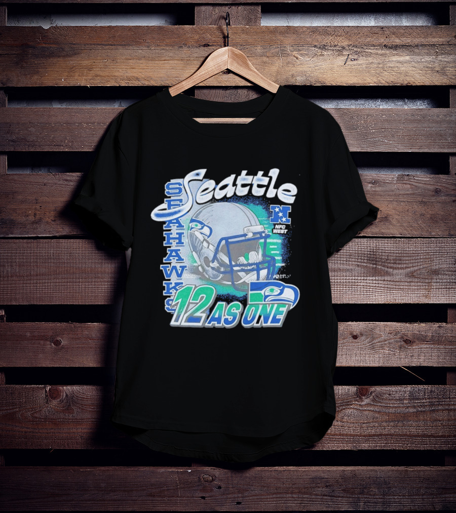 Seattle Seahawks 12 As One NFC West Football Helmet T-Shirt