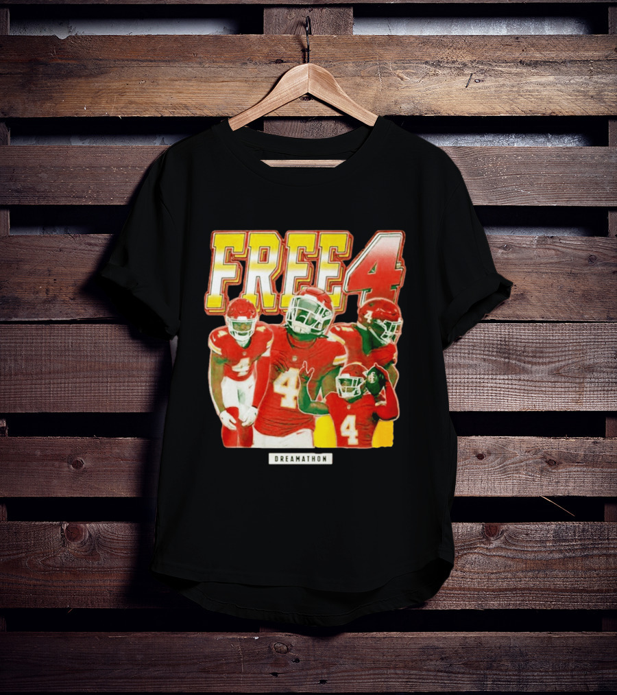 Free 4 Dreamathon Player Collage Red Football Jersey Number 4 T-Shirt