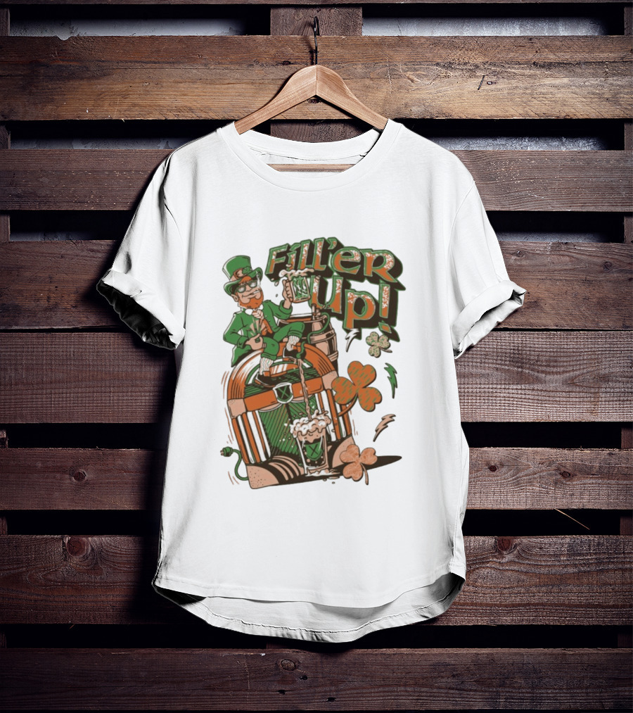 Fill'er Up St. Patrick's Day Leprechaun Beer And Jukebox Celebration T-Shirt