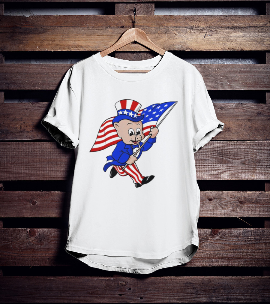 Piggly Wiggly Patriotic July 4th Celebration With American Flag And Uncle Sam Hat T-Shirt