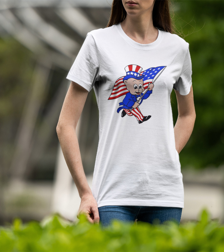 Piggly Wiggly Patriotic July 4th Celebration With American Flag And Uncle Sam Hat T-Shirt