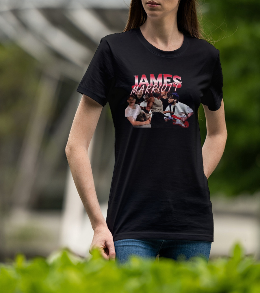 James Marriott Musician Collage With Guitar And Cat T-Shirt