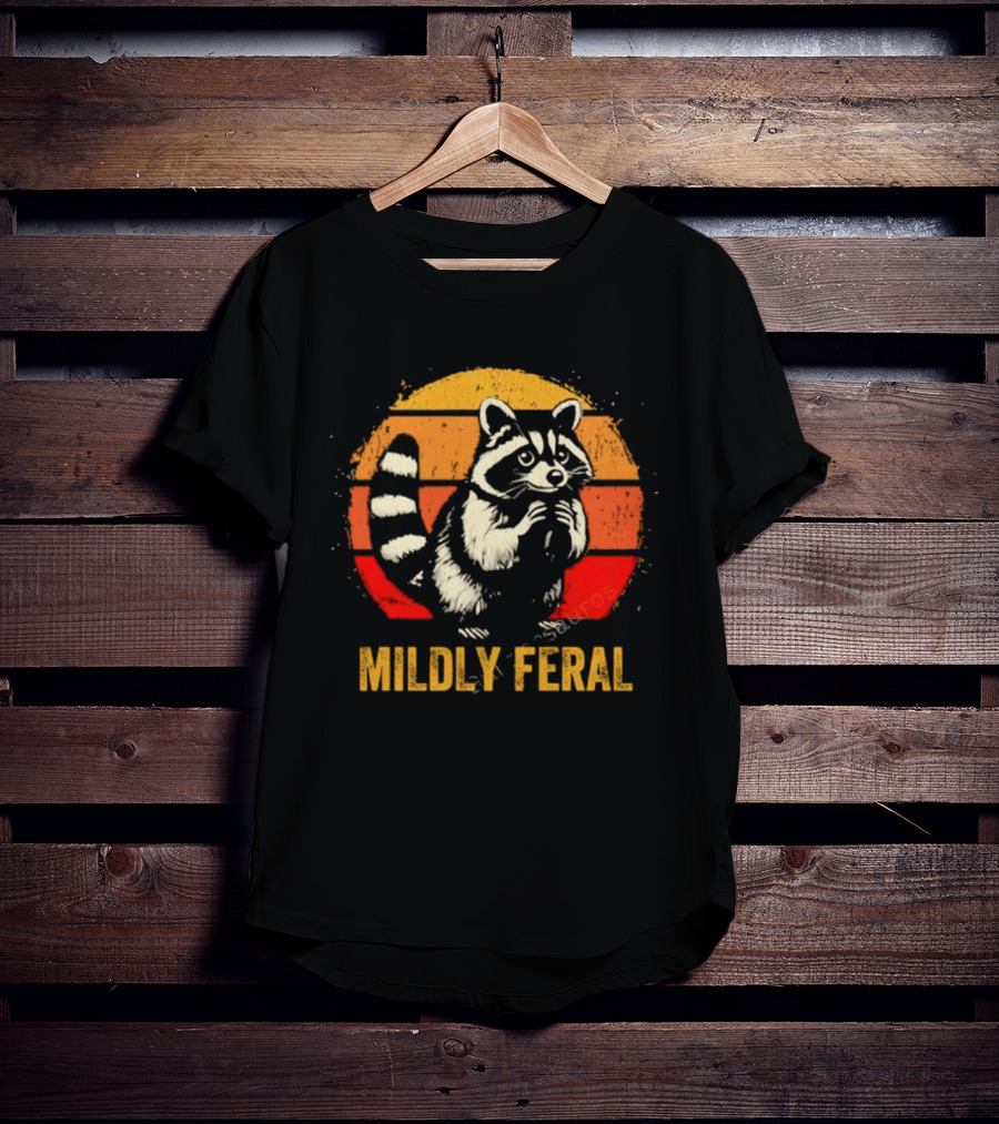 Raccoon Mildly Feral Vintage Sunset T-Shirt