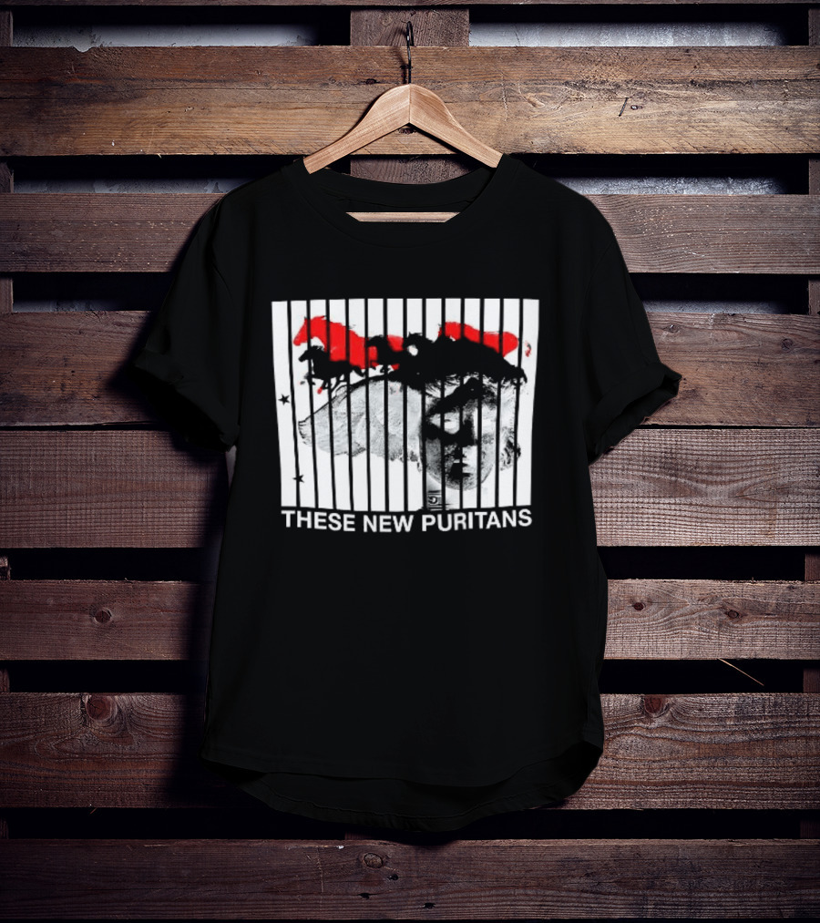 These New Puritans Face And Red Abstract Paint Stripes T-Shirt