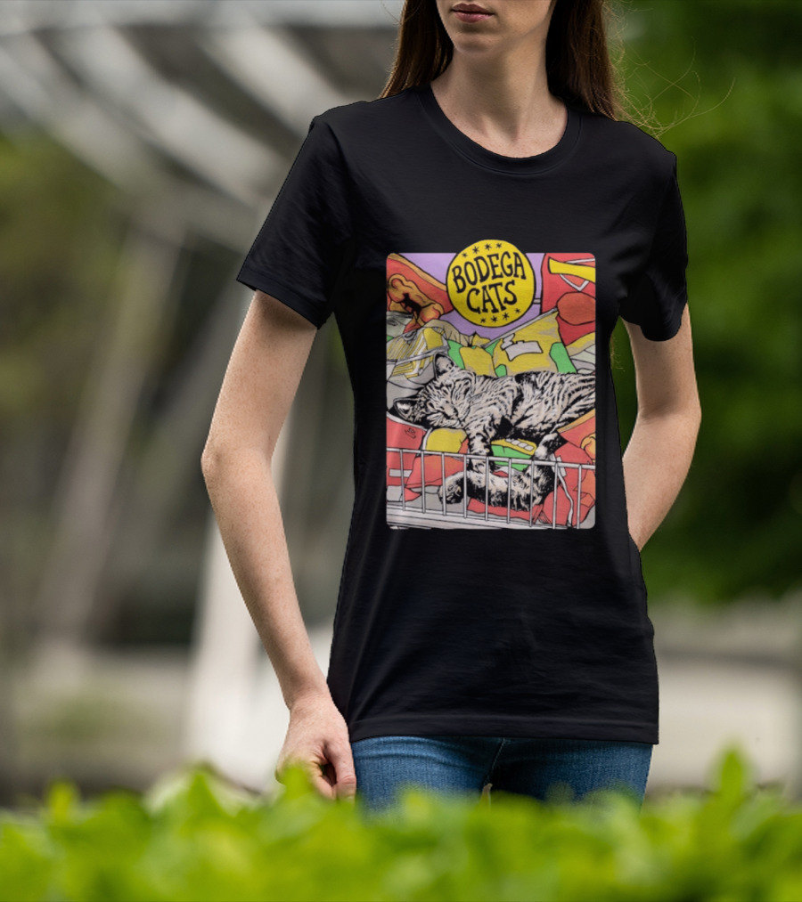 Bodega Cats Sleeping On Grocery Shelf T-Shirt
