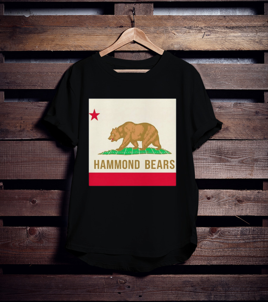 Hammond Bears California Flag Red Star Bear Image T-Shirt