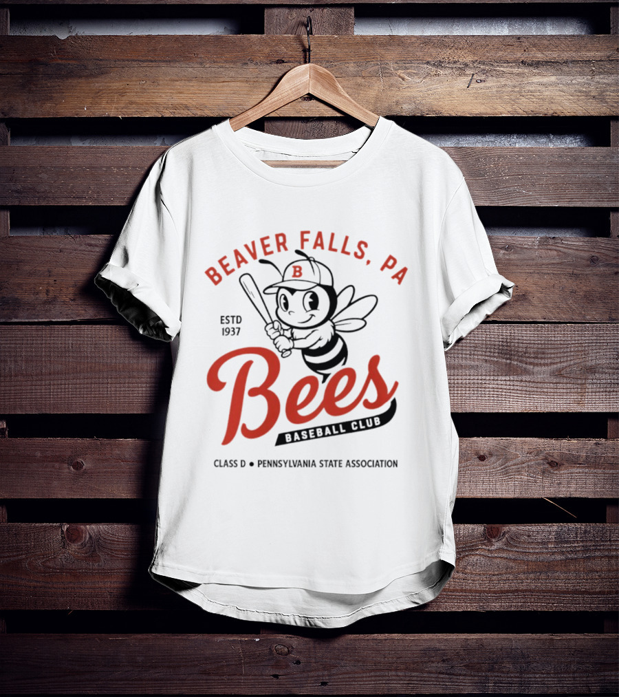 Beaver Falls PA Bees Baseball Club Estd 1937 Class D Pennsylvania State Association T-Shirt