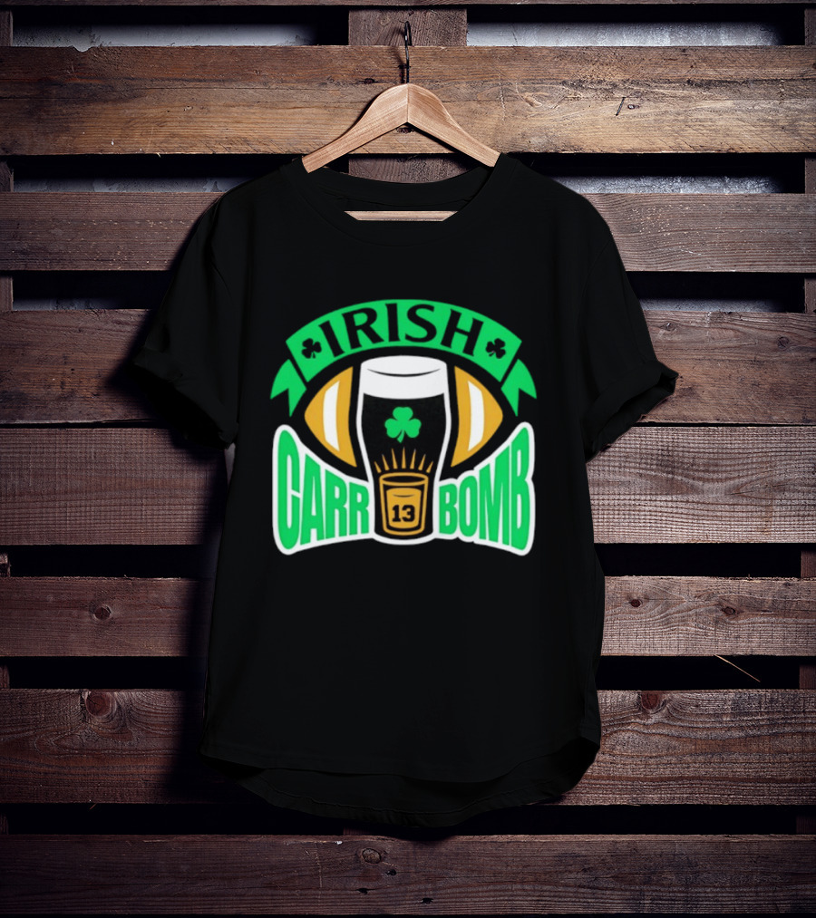 Irish Carr Bomb Football Beer Pint 13 Shamrock Luck T-Shirt