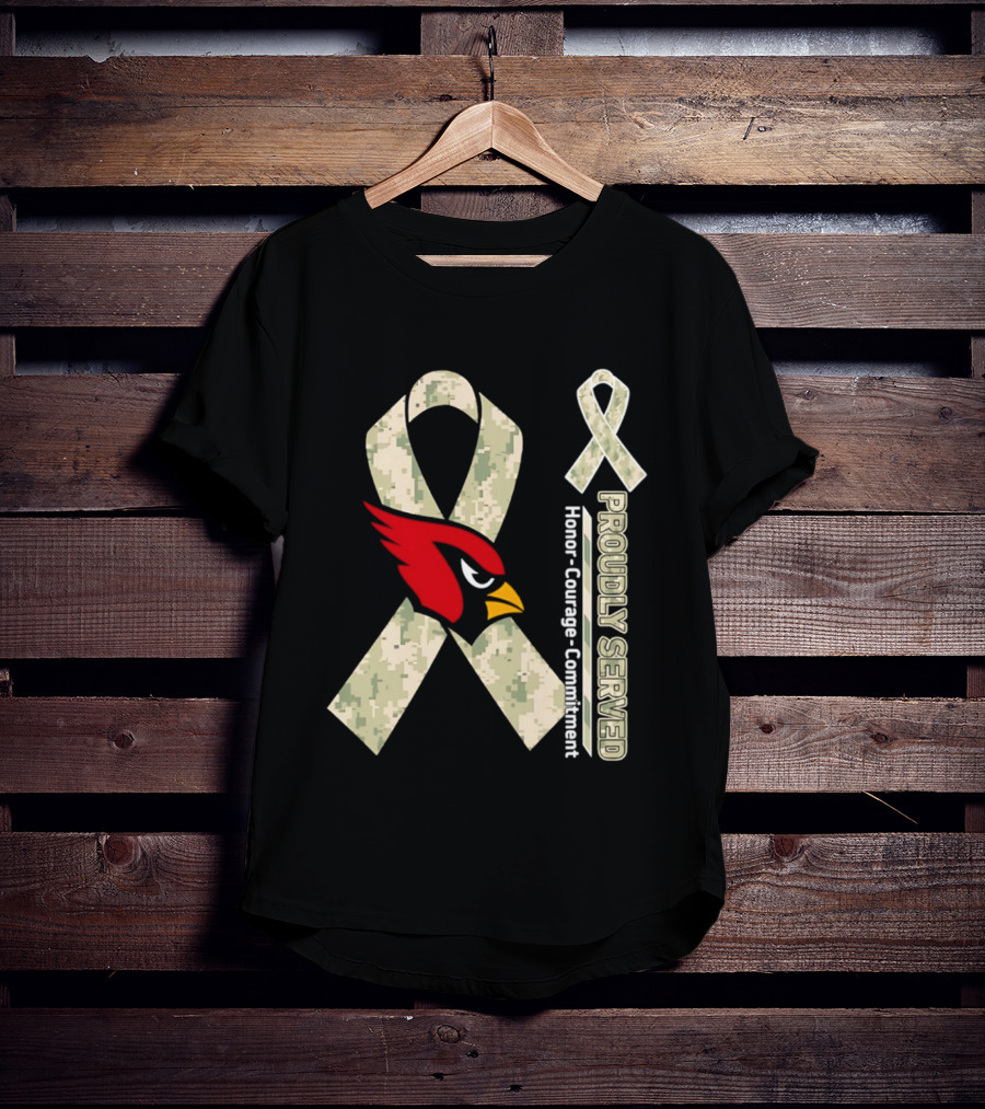 Arizona Cardinals Proudly Served Military Camo Honor Courage Commitment T-Shirt