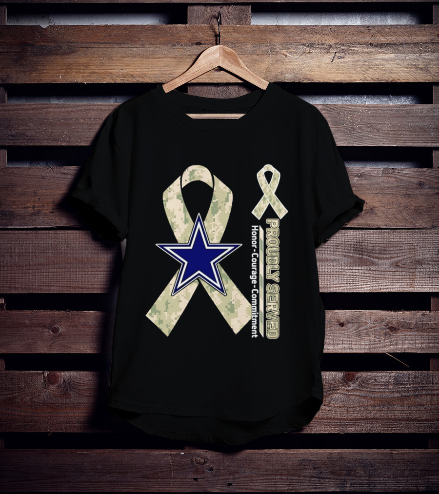 Dallas Cowboys Camouflage Ribbon Honor Courage Commitment T-Shirt
