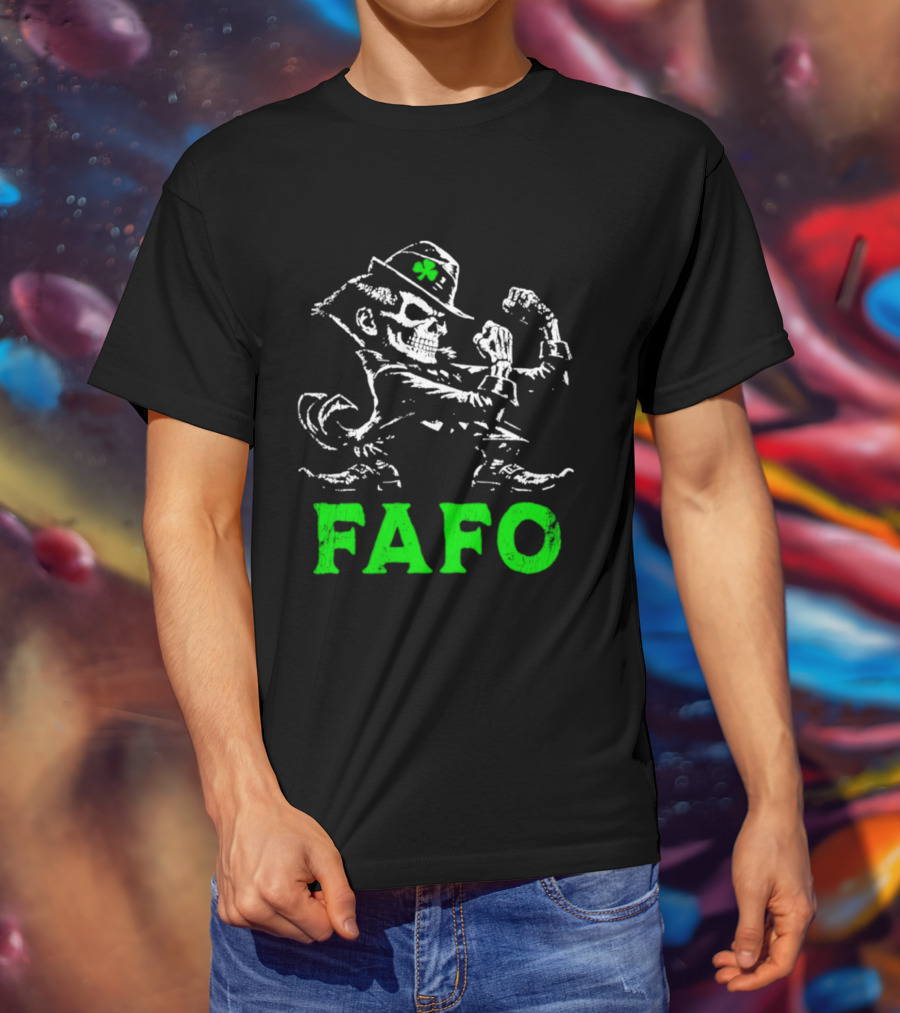 FAFO Skeleton Leprechaun Flexing St Patrick's Day T-Shirt