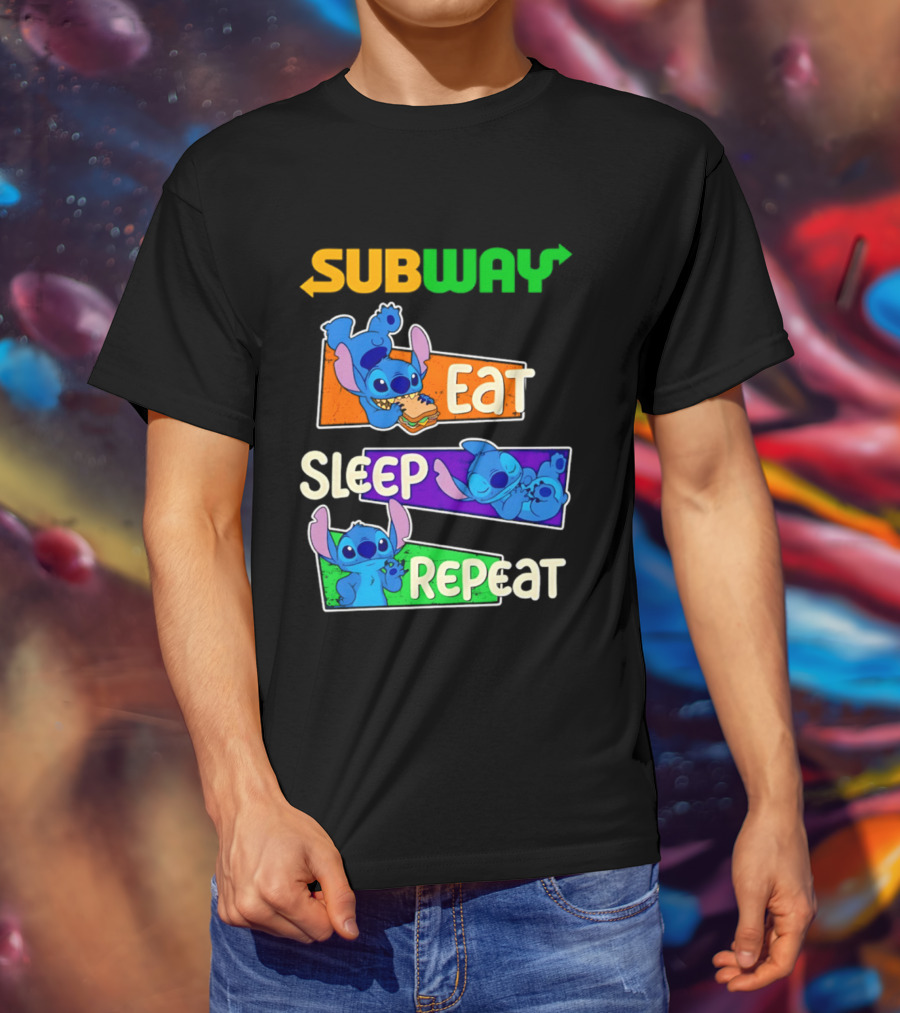 Subway X Stitch Eat Sleep Repeat T-Shirt