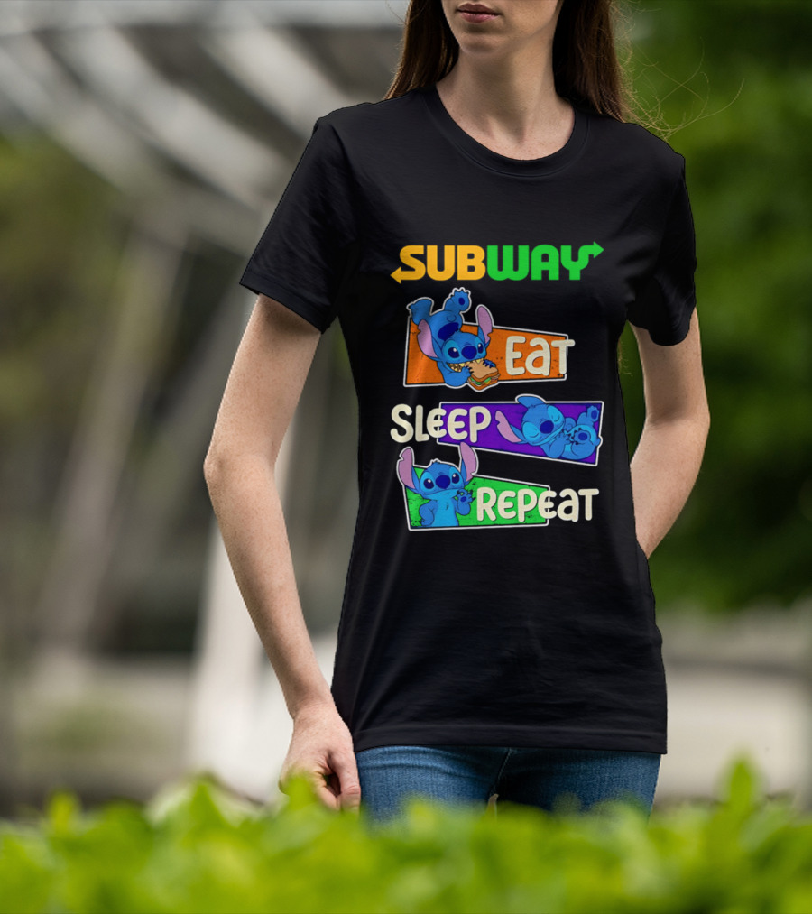 Subway X Stitch Eat Sleep Repeat T-Shirt