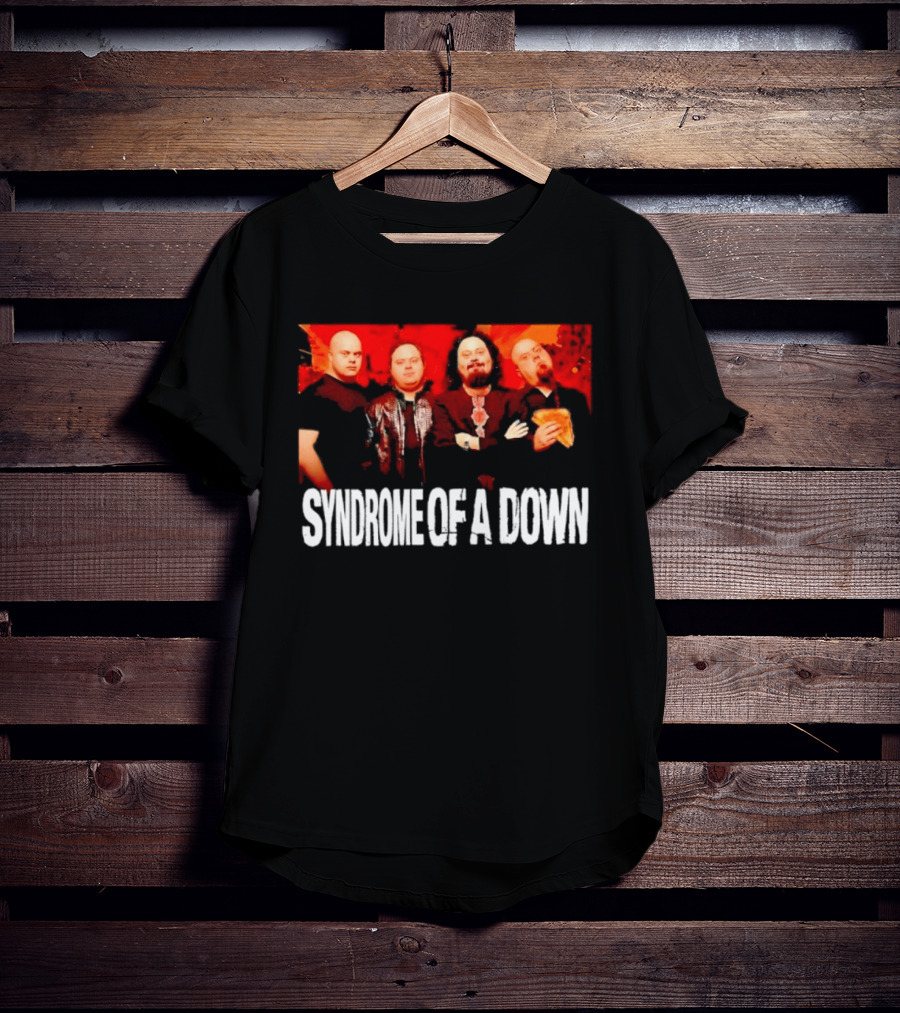 Syndrome Of A Down Band Spoof With Four Figures Eating Pizza T-Shirt