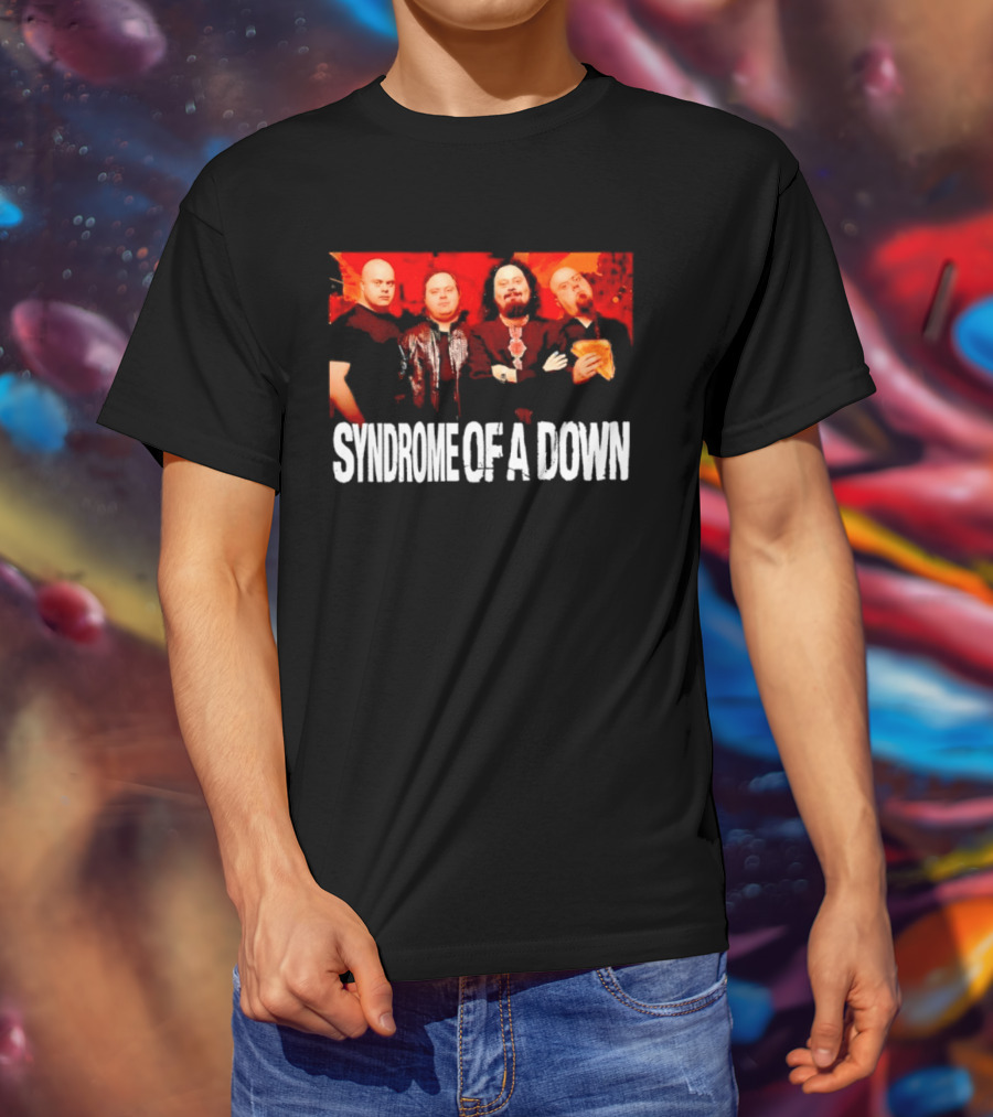 Syndrome Of A Down Band Spoof With Four Figures Eating Pizza T-Shirt