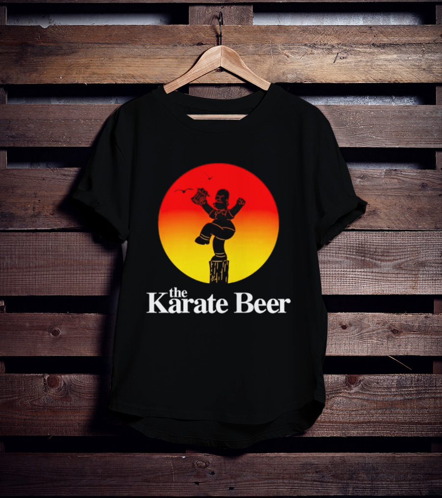 The Karate Beer Sunset Crane Pose Beer T-Shirt