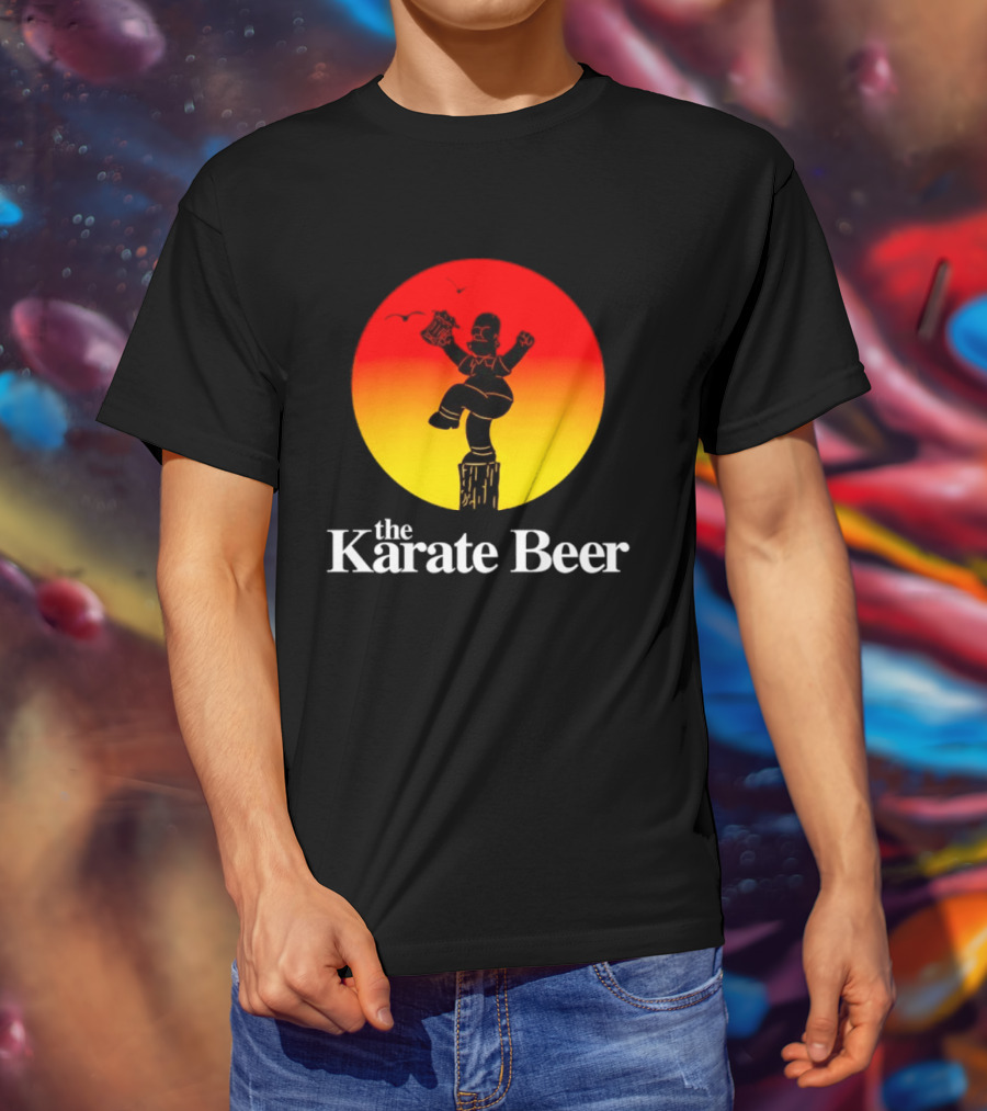 The Karate Beer Sunset Crane Pose Beer T-Shirt