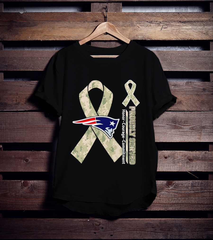 New England Patriots Camouflage Ribbon Honor Courage Commitment T-Shirt