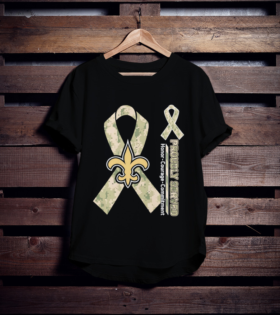 New Orleans Saints Camouflage Ribbon Honor Courage Commitment T-Shirt