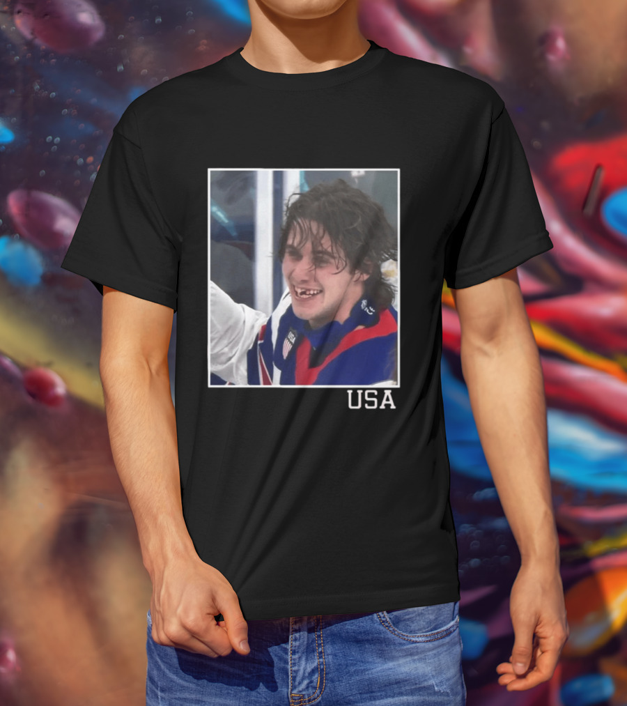Jack Hughes USA Hockey Toothless Smile T-Shirt