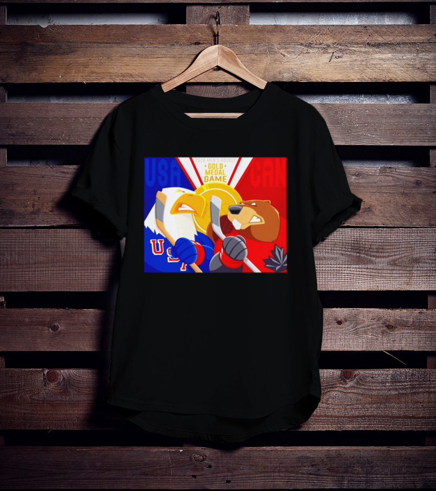 USA Vs Canada 2026 Men's Hockey Gold Medal Game Eagle Vs Beaver Showdown T-Shirt
