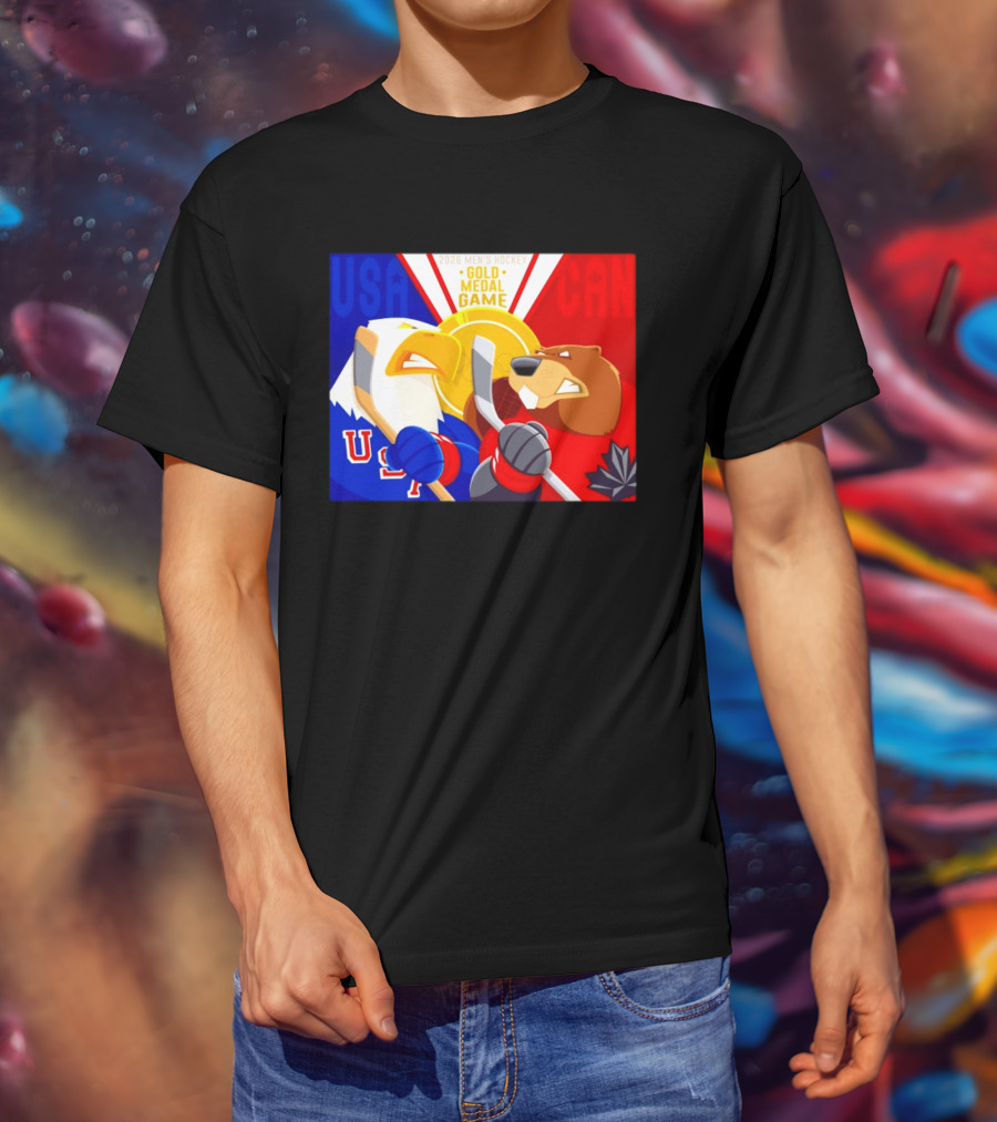 USA Vs Canada 2026 Men's Hockey Gold Medal Game Eagle Vs Beaver Showdown T-Shirt