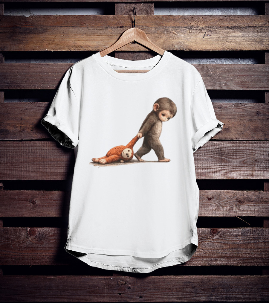 Monkey Baby Dragging Toy Monkey T-Shirt
