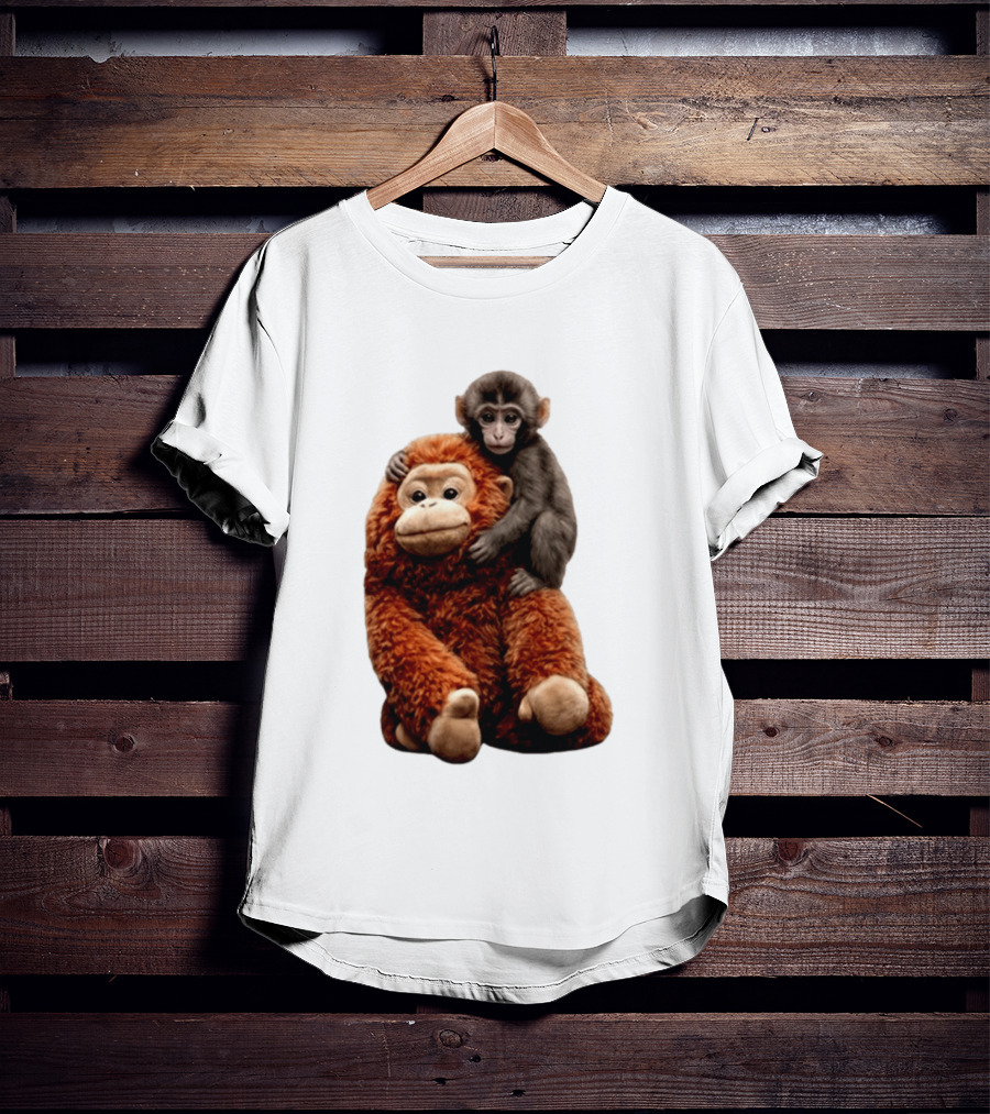 Monkey Punch Plush Toy And Baby Monkey Cuddling Image T-Shirt